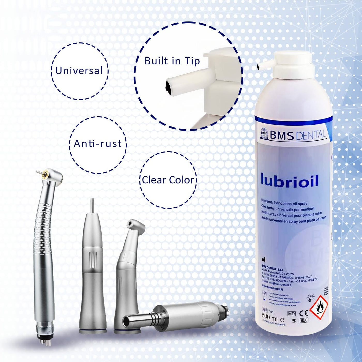 BMS Lubrioil Handpiece Oil Spray 500ml
